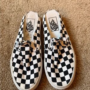 Vans Black and White Checkerboard Slip-On Mules